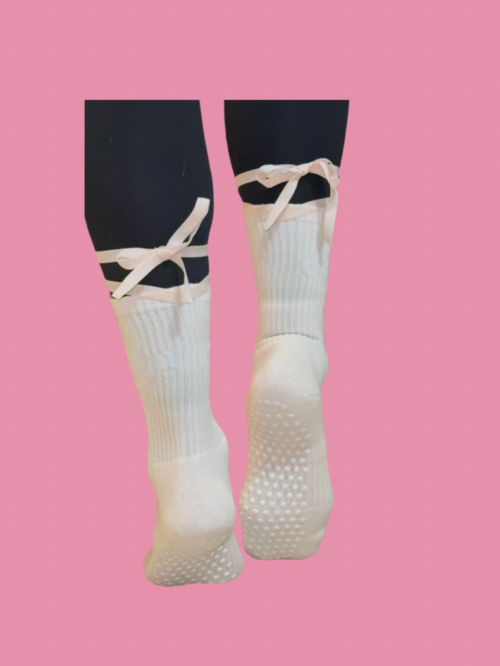 Sof Pink Women's Pilates Yoga Barrel Non-Slip Athletic Socks with Ankle Ribbon
